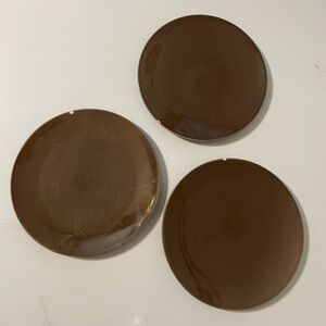 Pottery Barn Set of 3 Dinner round Plate 10 3/4” Brown